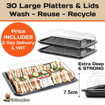 30 Large Sandwich Platter Trays & 30 Extra Deep Clear Lids.