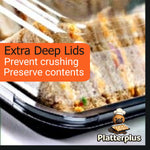 30 Small Black Buffet Platters + 30 Clear Lids Reusable & Recyclable