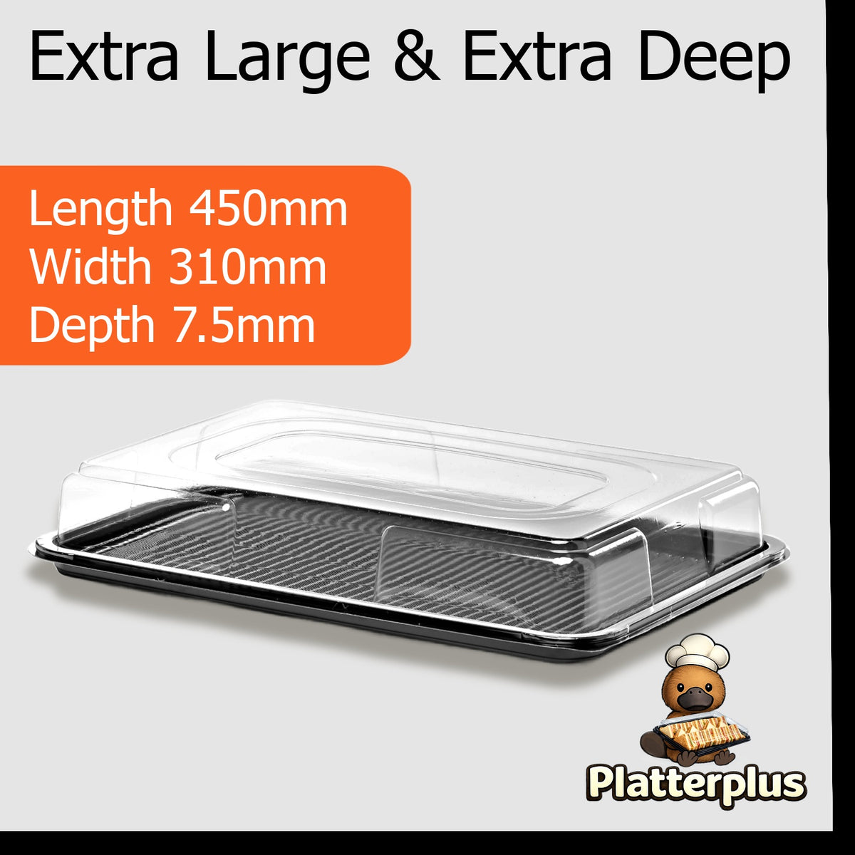 Platterplus 10 Large Sandwich Platter Trays + 10 Extra Deep Lids