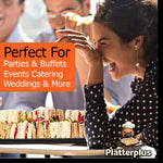 30 Small Black Buffet Platters + 30 Clear Lids Reusable & Recyclable