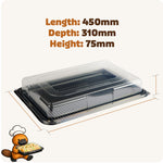 BUMPER BOX - 50 Large Black Sandwich Platter Trays & 50 Large Lids
