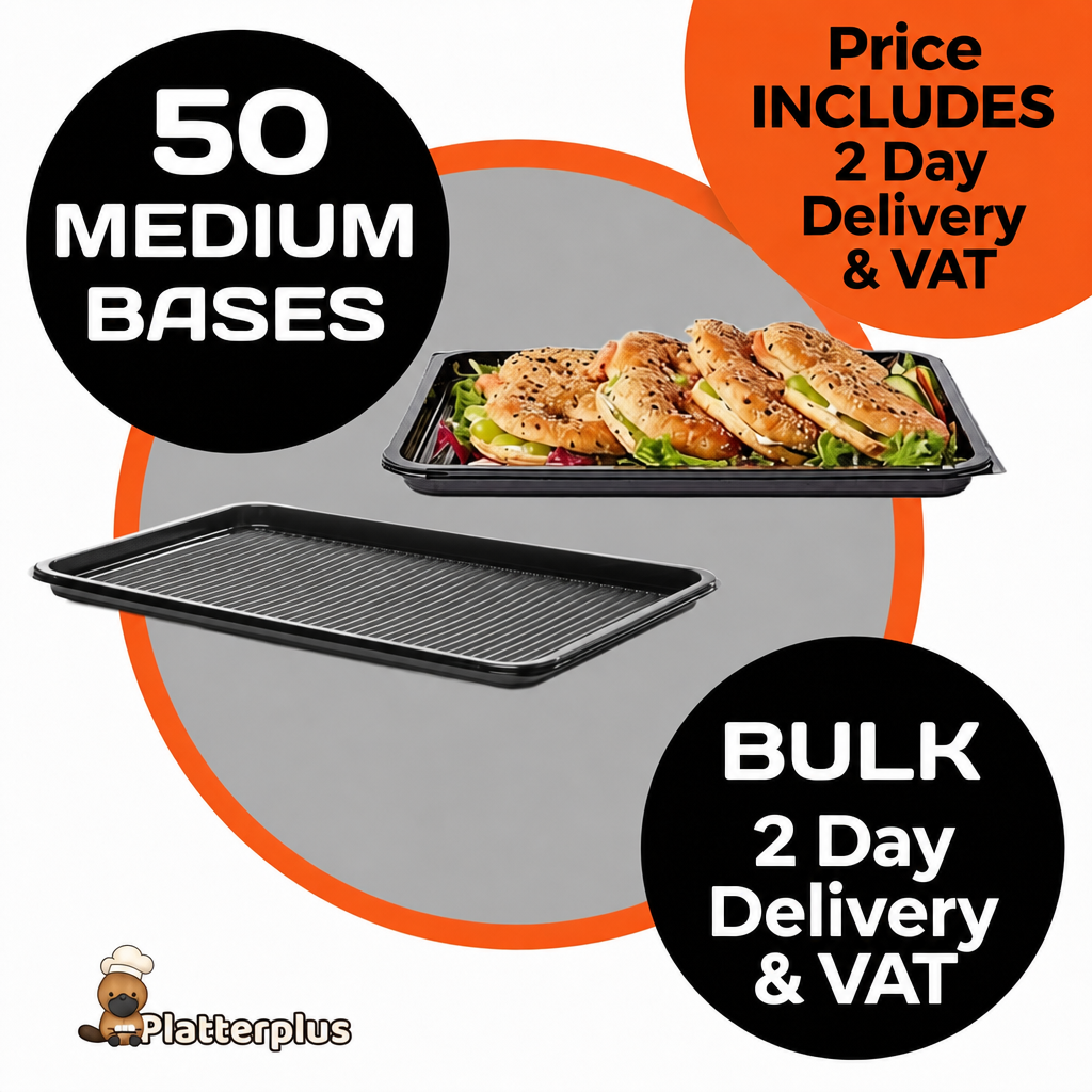 50 Medium Platter Trays - ( 390mm x 270mm) Use on their own or with Platterplus Medium Platter Lids