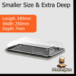 30 Small Black Buffet Platters + 30 Clear Lids Reusable & Recyclable