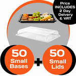 50 Small Catering Platter Bases & 50 Small Clear Lids - Eco-friendly BUMPER BOX