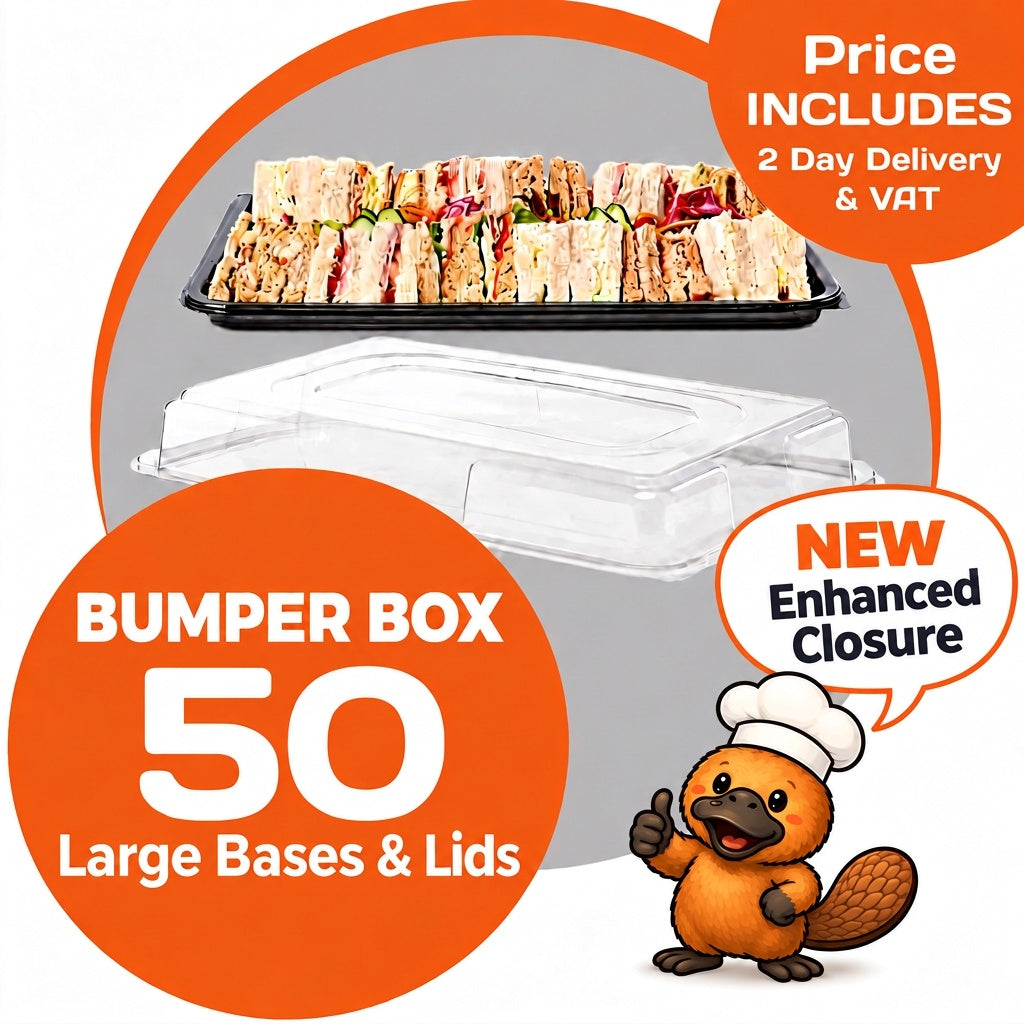 Platterplus Bumper Box Large Buffet Platter Trays & Lids