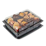 Set of 50 small catering platter bases with 50 clear lids from Platterplus, eco-friendly packaging for food presentation and storage.
